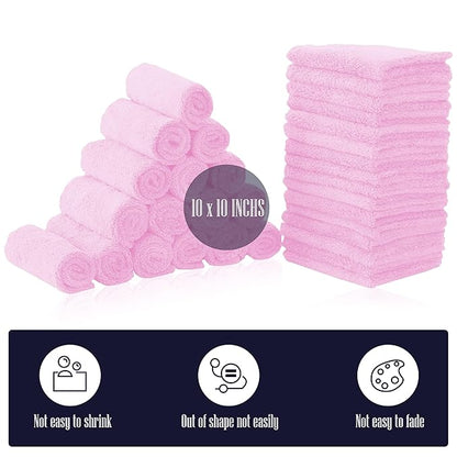 32 Pack Baby Washcloths - 10x10 Inch, Microfiber baby towel - Absorbent and Soft baby Wash Clothes for Newborns, Infants and Toddlers - Quick Dry baby boys and girls face towel - Frozen Berry