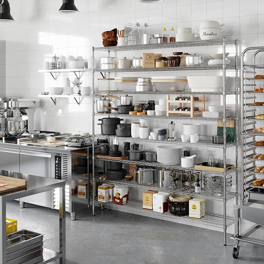 14" Deep x 72" Wide x 86" Height Wire Shelving Kit | 8-Tier | NSF Commercial Storage Rack Unit