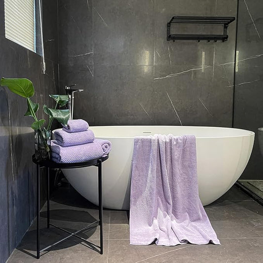 Extra Large Bath Towels Set for Bathroom 30x60 Inches Super Soft Light Weight Quick Dry Microfiber Shower Towels (Lavender,6 Piece)