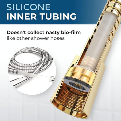 HammerHead Showers Solid Metal Shower Hose Attachment for Showerhead, Extra-Long 72-Inch Universal Replacement Hose for Hand held Shower, Polished Brass