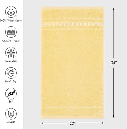 Melissa Linen 2-Piece Turkish Cotton Face & Hand Towels - 20 in x 35 in, Absorbent, Quick Dry, Durable & Soft, Spa & Hotel Quality (Light Yellow)