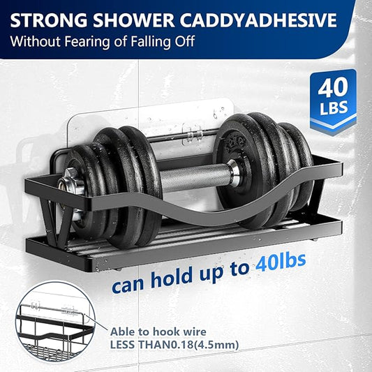 9-Pack Shower Caddy Adhesive Replacement, Transparent Adhesive Hooks Stickers, Strong Hook Strip for Shower Caddy Basket Shelf, Soap Holder, Bathroom Storage Corner Shelves, Kitchen Racks