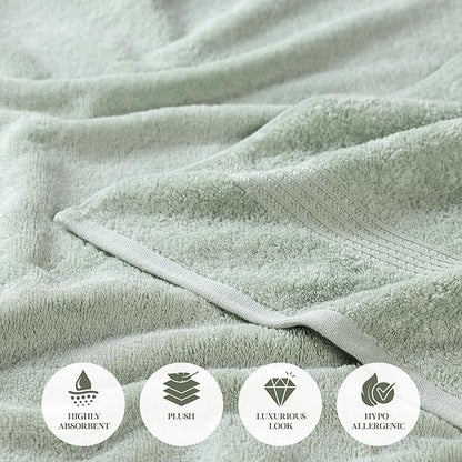 Superior Egyptian Cotton 2-Piece Bath Sheet Towel Set, Oversized Body Towels For Adults And Kids, Large Towel For Bath, Shower, Guest Bathroom, Spa, Gym, Resort, Essentials, Airbnb, Sage