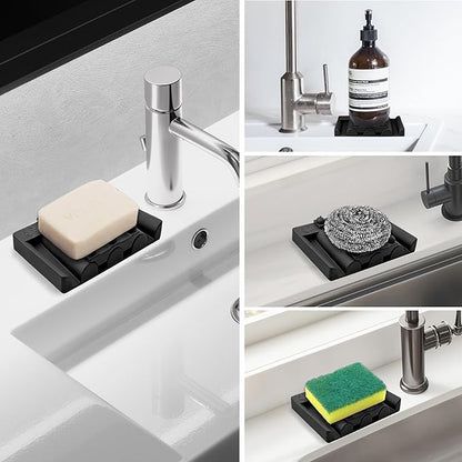 Soap Dish for Shower, Bathroom & Kitchen – Non-Slip, Self-Draining Design to Keep Soap Dry, Extend Soap Life – Easy to Clean, Compact & Durable (Black (Medium, 1 pcs)