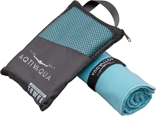 AqtivAqua Quick Dry Towel - Lightweight Microfiber Travel Towel w/Bag - Fast Drying Towel Set for Camping, Beach, Pool, Gym, Backpacking, Sports, Yoga & Swim Use, Hiking (Blue, M:24"x40")