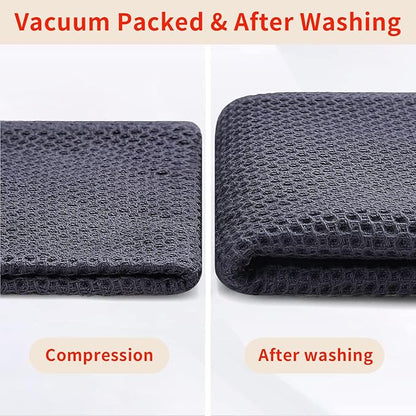 Homaxy 100% Cotton Waffle Weave Kitchen Dish Cloths, Ultra Soft Absorbent Quick Drying Dish Towels, 12 x 12 Inches, 24-Pack, Dark Grey