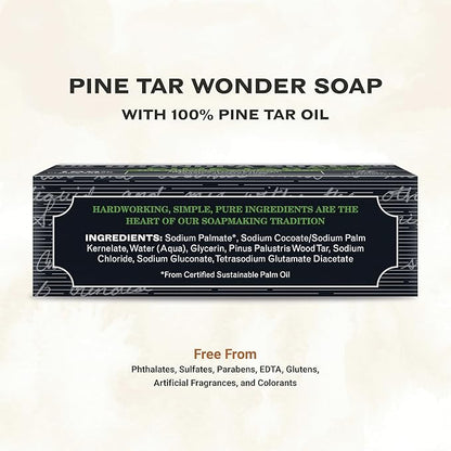 The Grandpa Soap Company Pine Tar Bar Soap for Men- Made With Pine Tar Oil, 3 in 1 Cleanser Deodorizer and Moisturizer, Dermatologist Tested, Safe for Sensitive Skin, 3.25 Oz, 6 Pack
