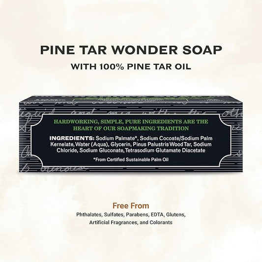 The Grandpa Soap Company Pine Tar Bar Soap for Men- Made With Pine Tar Oil, 3 in 1 Cleanser Deodorizer and Moisturizer, Dermatologist Tested, Safe for Sensitive Skin, 3.25 Oz, 3 Pack