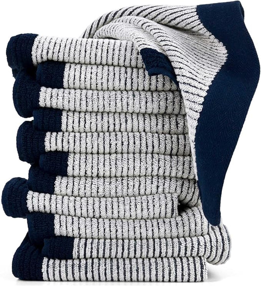 Cleanbear Wash Cloths 12 Pack Washcloths for Your Face and Body, Bathroom Towels for Showering, 13” x 13” Large Washcloth Set, Navy-Blue