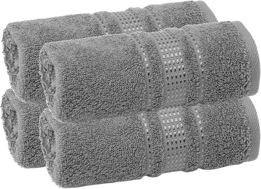 Melissa Linen, Fingertip Towels 4 Pack, 100% Turkish Cotton, Small Hand Towels for Body and Face, 12 x 18 in, Soft and Absorbent, Quick Dry, (Dark Grey Fingertip Hand Towels)