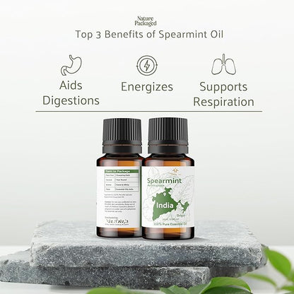 Spearmint Essential Oil - Direct from Essential Oils India - Steam Distilled - Aceite Esencial de Menta Verde for Aromatherapy, Massage, Diffuser, DIY Candle and Soap Making - 8oz