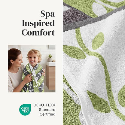 Modern Threads Organic Vines 6-Piece 100% Cotton Towel Set – Yarn Dyed Jacquard & Solid – Includes 2 Bath Towels, 2 Hand Towels, 2 Washcloths – Absorbent, Quick Dry, Soft & Durable – Gray