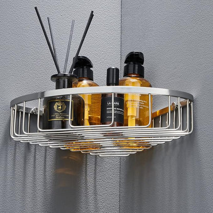 Bathroom Corner Shower Caddy Organizer, Corner-Hollow Design, SUS304 Stainless Steel Heavy Duty Rust-Proof Bathroom Shelf Organizer Holder, Wall Mounted Storage Rack, Brushed Nickel