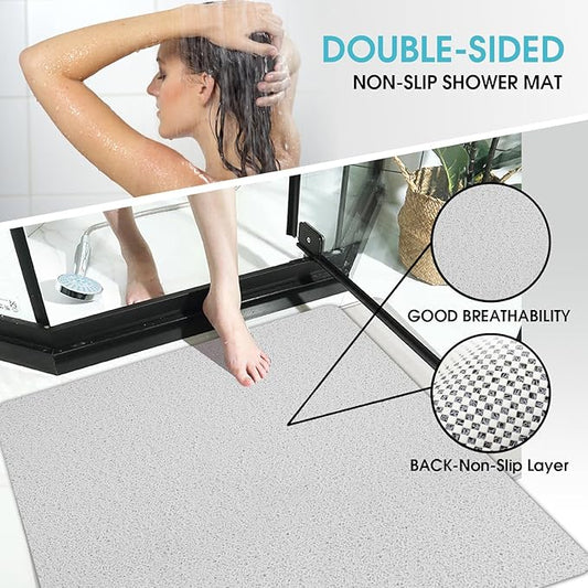 Non Slip Shower Mat, Comfortable Bath mat for Textured Surface,Quick Drying Easy Cleaning Shower Floor Mat for Wet Area,Without Suction Cups Grey 23 x 23