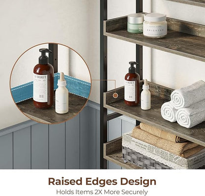 Rolanstar Over The Toilet Storage 4-Tier, Sturdy Bathroom Shelf with Adjustable Shelf, Freestanding Over The Toilet Rack for Bathroom, Behind Toilet Rack, Fix Most Toilet, Space-Saving, Gray