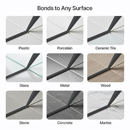 Anthracite Grey Kitchen Bathroom Hybrid Polymer Sealant Adhesive 13.1oz All in One Waterproof Weatherproof Joint Paintable Indoor Outdoor Bath Shower Sink Window Board Door RV Roof Wood - 1 Pack
