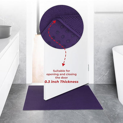 American Soft Linen Bath Rug, 20 in 34 in 100% Cotton Bath Mats Rugs for Bathroom, Slip Reducer Washable Shaggy Form Area Rugs, Purple Bath Rug
