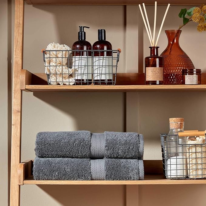 Christy Renaissance 4 Piece Gray Towel Set | 100% Egyptian Cotton | Luxury Bathroom Towels | Soft and Super Absorbent | 675 GSM | 2 Bath 2 Hand | Ash Gray