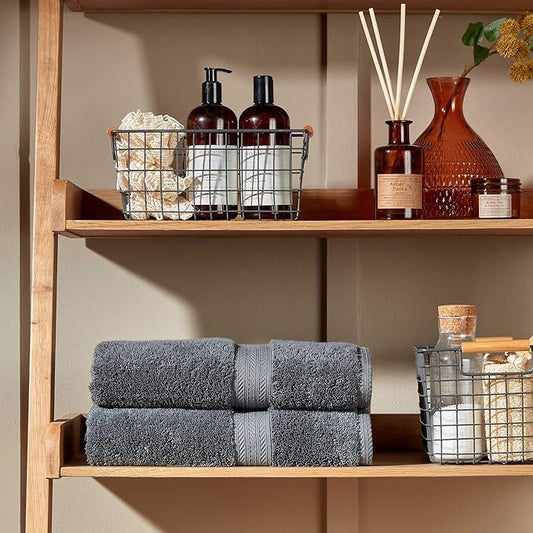 Christy Renaissance 4 Piece Gray Towel Set | 100% Egyptian Cotton | Luxury Bathroom Towels | Soft and Super Absorbent | 675 GSM | 2 Bath 2 Hand | Ash Gray
