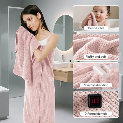 REDKISS Pink Towel Set, 6 Piece Premium Soft Bath Towel Set, Highly Absorbent Luxury 6-Pack with 2 Bath Towels, 2 Hand Towels, 2 Washcloths for Bathroom, Gym, Hotel, and Spa Daily Use