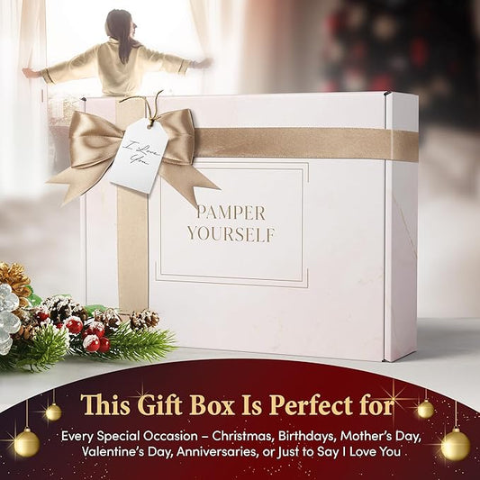17-Piece Luxury Gift Set with Robe | Complete INFUSÉ White Tea & Coconut Bath Collection | Self-Care Kit with Bath Bombs, Face Masks & Hair Care | Bridesmaid, Mom, Wife, Grandma or Loved Ones