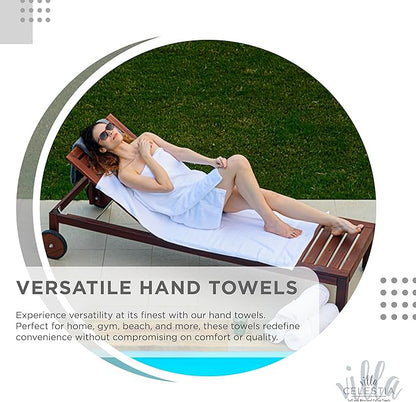 100% Cotton Hand Towel Set of 4, (16 x 28 inches) Sustainable, Soft, Highly Absorbent, Quick Drying, Combed Cotton Hand Towels Pack of 4 Ideal for Hotels, Spa, Bathroom, Dorm, White
