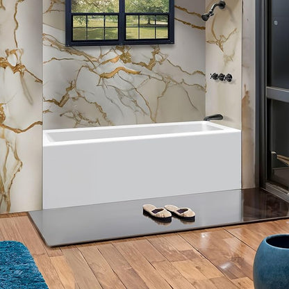 Fine Fixtures Acrylic, Fiberglass Alcove Soaking Bathtub with Integral Apron Front in Glossy White - Right Hand Drain, 60" x 36"