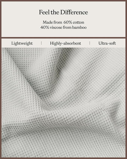 Cozy Earth Waffle Washcloths - 60% Cotton 40% Viscose from Bamboo Washcloths 13 x 13 Inches - Soft & Absorbent Terry, Reversible Mini Textured Waffle & Weave Pattern - 4 Pack