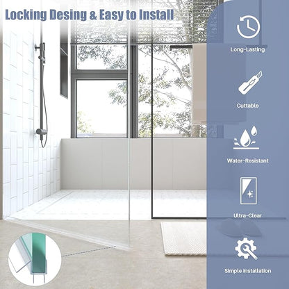2-Pack Shower Door Bottom Seal, (1/2" x 36") Ultra Clear Glass Shower Door Seal Strip, Stop Leaks and Create a Water Barrier
