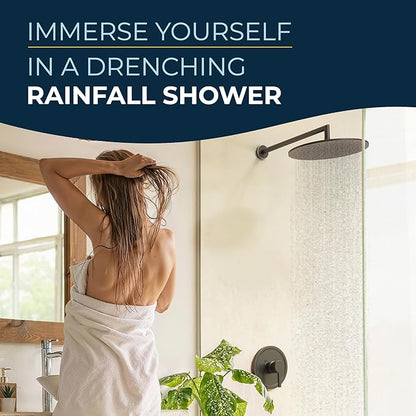 HammerHead Showers® Solid Metal 12 Inch Rainfall Shower Head, Large Rain Shower Head, 2.5 GPM High Flow Shower Head Optimized for Pressure, Wall-Mounted or Ceiling Rain Shower Head, Oil Rubbed Bronze