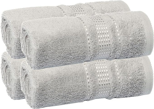 Melissa Linen, Fingertip Towels 4 Pack, 100% Turkish Cotton, Small Hand Towels for Body and Face, 12 x 18 in, Soft and Absorbent, Quick Dry, (Steel Gray Fingertip Hand Towels)