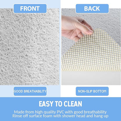 Non-Slip Bathtub Mat, Anti Slip Shower Mat, Fast Drying Bathtub Mats, Foot Scrubber Mat, Anti Slip Mat for Tub, Floor, Bathroom, Kitchen, Home, Hotel (White 36"×24")