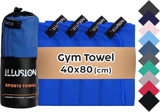 illusion Small Microfiber Gym Towels for Men and Women Active Sports (32" L x 16''W)-Lightweight Quick Dry Gym Towel for Sweat-Workout Towels Ideal for Yoga, Camping, Running, and Outdoor Activities