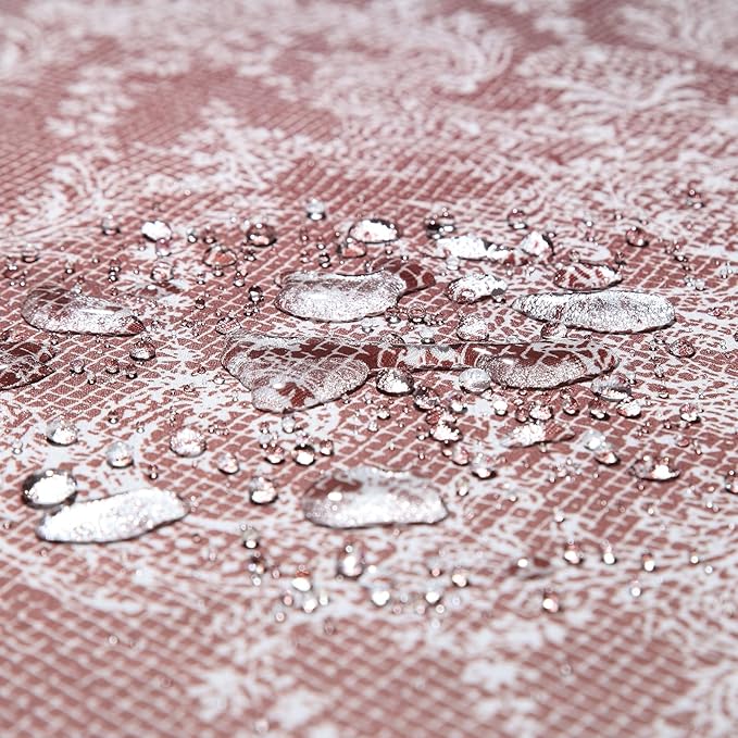 90 Inch Extra Long Shower Curtain - Chantilly Lace Design, Heavyweight Polyester, Burgundy to White Ombre, 72" W x 90" H