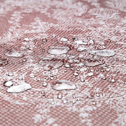 Extra Long Shower Curtain - Chantilly Lace Design, Heavyweight Polyester, Burgundy to White Ombre, 72" W x 84" H