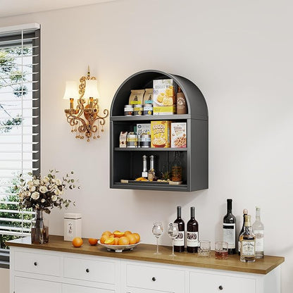 Arched Wall Shelf, Bathroom Arched Wall Cabinet with Adjustable Shelves for Bathroom, Living Room, Dining Room, Laundry, Kitchen