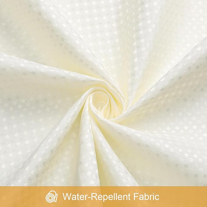 3 in 1 Stall Half Size Cream Shower Curtain Set-36 W x 72 H, Ivory Waffle Waterproof Fabric and PEVA Liner Set with Stainless Steel Hooks