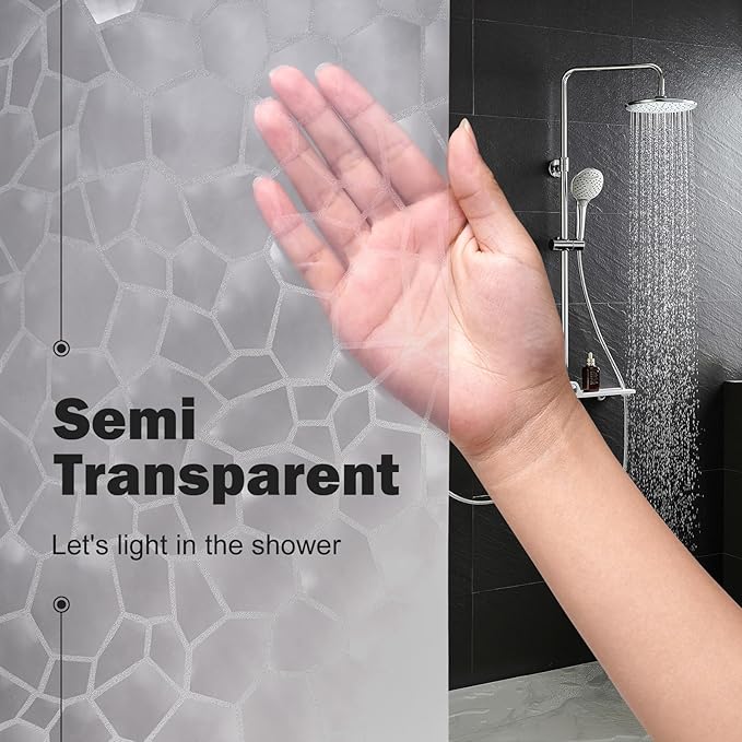 UFRIDAY Clear Extra Long Shower Curtain Liner 72x84 inches,3D Cube Long Shower Curtain EVA Water Repellent Shower Curtain for Bathroom Water Cube Shower Liner with 3 Big Weighted Magnet