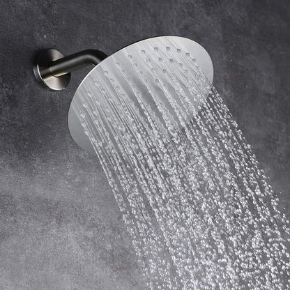Brushed Nickel Shower System with Waterfall Tub Spout, 8 Inches Rain Shower and Handheld