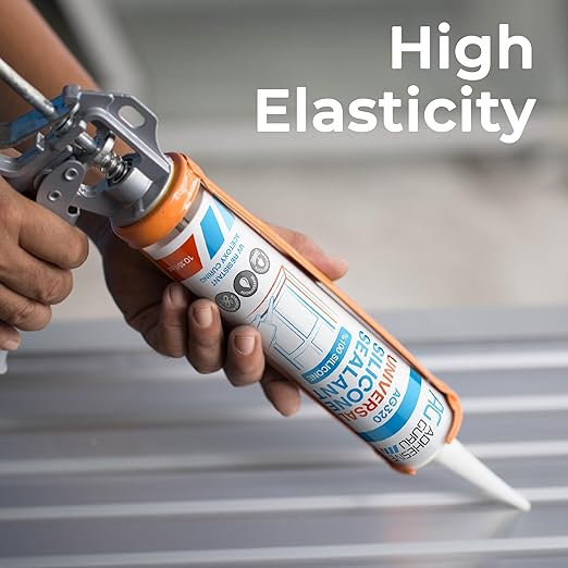 Adhesive Guru All Purpose Clear Silicone Sealant Waterproof (6 x 10.15 fl.oz.), 100% Silicone Caulk, Weatherproof & Flexible Adhesive Sealant for Indoor and Outdoor Use,Transparent - 6 Pack