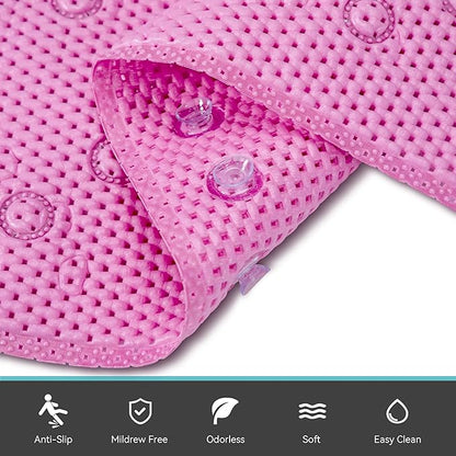 Non Slip Bathtub Mat 36” X 17” Shower Mat Soft Foam Bath Mats for Bathroom Tub, Bathtub Mat with Drain Holes, Suction Cups, Shower Mat Non Slip