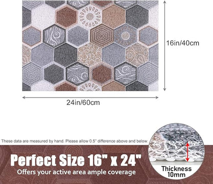 Shower Mat Non-Slip, 24x16 Inch Soft Comfort Bath Mat with Drainage Holes, PVC Loofah Massage Bathmat for Shower,Tub,Bathroom,Wet Areas, Quick Drying