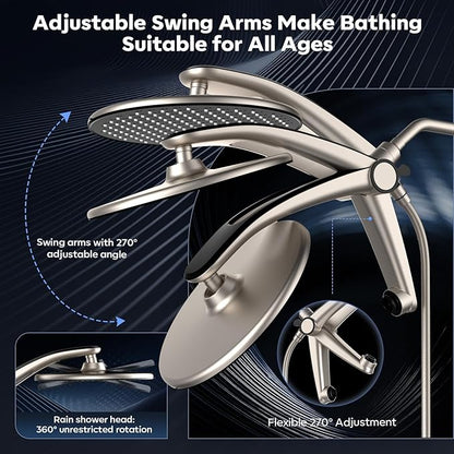 Shower Head with filtered Handheld High Pressure daul Shower Heads with Handheld Spray Combo and 10 Sprays Handheld Shower Head Detachable Shower head Built-in Magnetic Docking and Power Jets