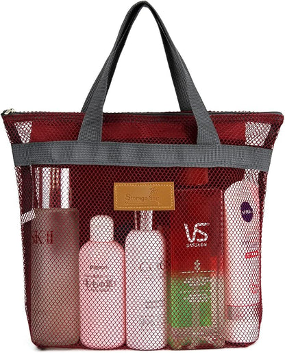 Mesh Shower Caddy Bag Portable Hanging Toiletry and Bath Organizer with Zipper for Travel, Gym, Camping, College Dorms, Beach