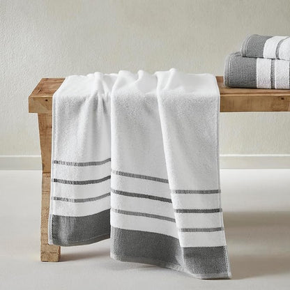Great Bay Home Decorative Oversized Bath Sheet Set - Luxury Cotton 2 Pack 68x35 Extra Large Towels - Luxurious, Ultra-Soft, Durable Towels for Bathroom Decor (Dark Grey/Light Grey)