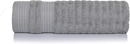 CASA COPENHAGEN Elegance Collection Towels 550 GSM 2 Bath Towel 2 Hand Towel 2 Washcloths, Super Soft Egyptian Cotton 6 Towels Set for Bathroom, Kitchen & Shower - Navy Blue + Grey
