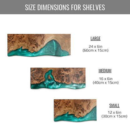 RWA Live Edge Floating Shelf – Unique Wood Floating Shelf for Wall Decor, Living Room, Bedroom, or Bathroom – Stylish Decorative Wall Shelves for Home & Office (Platinum, L - 24x7)