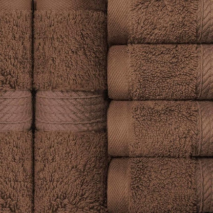 Superior Egyptian Cotton Pile Face Towel/Washcloth Set of 6, Ultra Soft Luxury Towels, Thick Plush Essentials, Absorbent Heavyweight, Guest Bath, Hotel, Spa, Home Bathroom, Shower Basics, Chocolate
