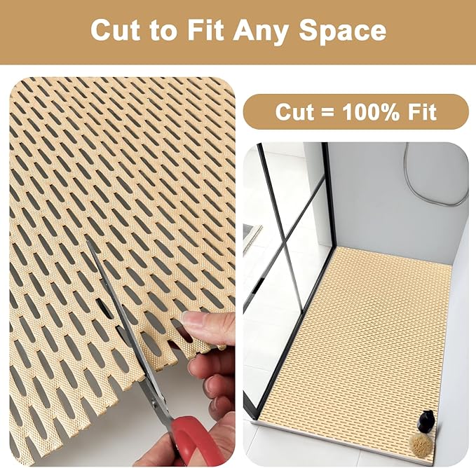Non Slip Shower Mat: 35"x24" Extra Large Shower Mats for Inside Shower,Trimmable PVC Anti Slip Shower Stall Mats, No Odor, Quick Drying Shower Mats for Floor, Bathroom, Home, Kitchen, Hotel