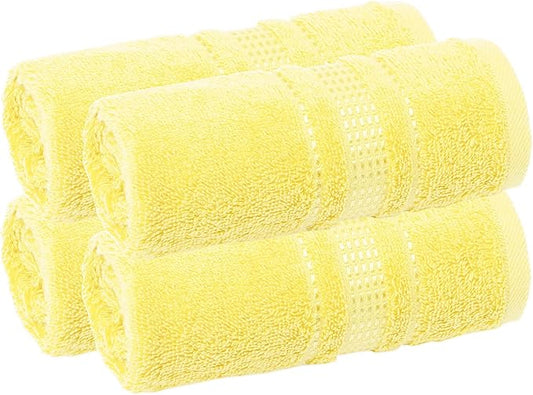 Melissa Linen, Fingertip Towels 4 Pack, 100% Turkish Cotton, Small Hand Towels for Body and Face, 12 x 18 in, Super Soft, Absorb Water, Quick Dry, (Light Yellow Fingertip Towels)